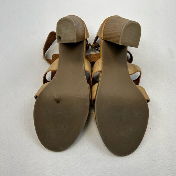 Apt. 9 Womens Strappy Sandals Tan Open Toe High Heel Stacked Buckle 8.5 M - Picture 3 of 9
